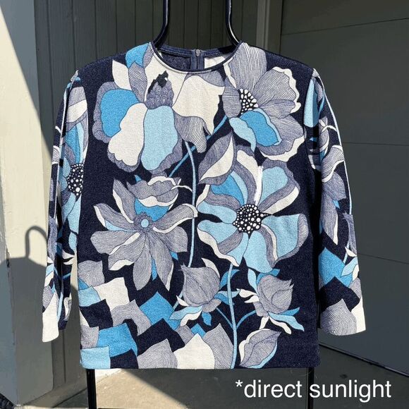 Vintage 70s Zio Luigi for Fairfield Blouse M | Psychedelic Floral Print Top - Picture 6 of 9